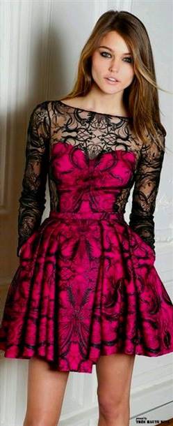 black and pink lace dress