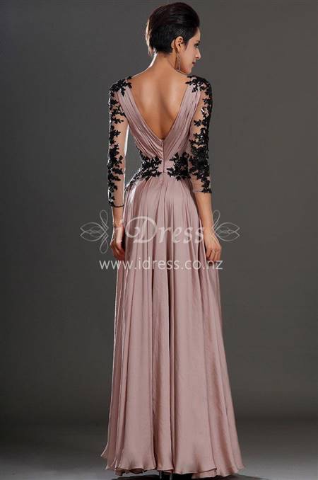black and pink lace long dress