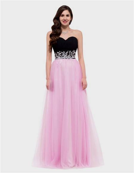 black and pink lace prom dress