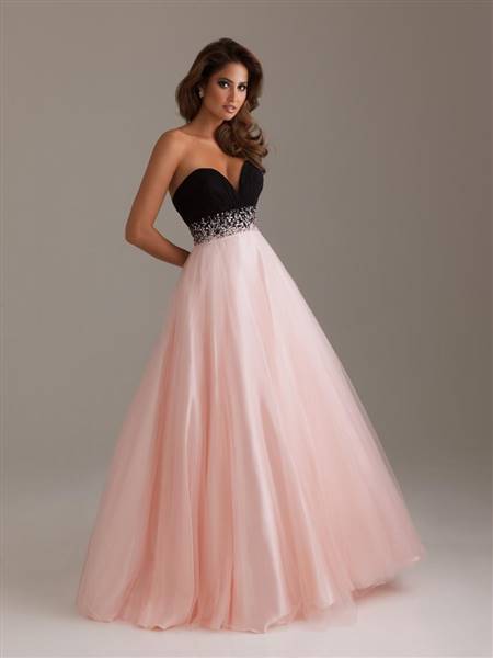 black and pink lace prom dress