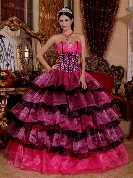 black and pink sweet 16 dress
