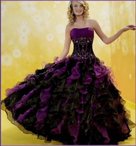 black and purple ball gowns
