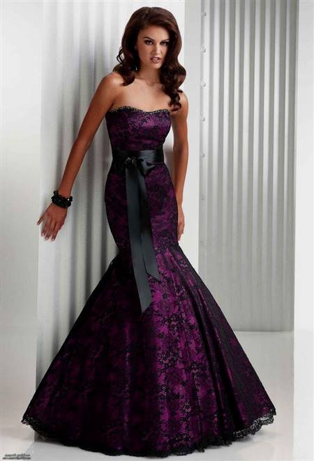 black and purple lace wedding dresses