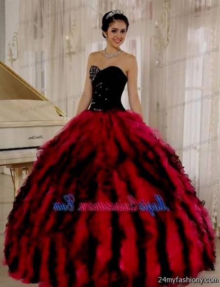 black and red ball gown