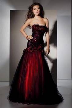 black and red ball gowns