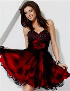black and red cocktail dress with sleeve
