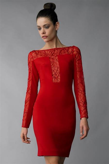 black and red cocktail dress with sleeve