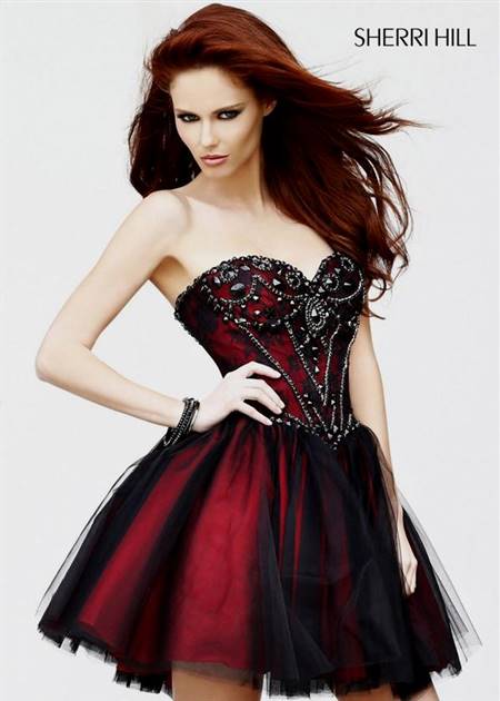 black and red cocktail dresses with sleeves