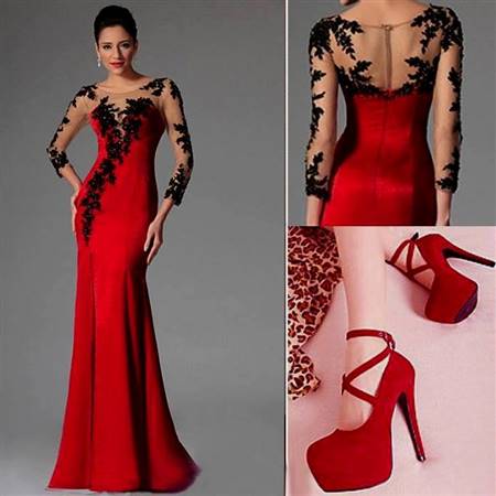black and red cocktail dresses with sleeves