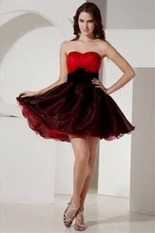 black and red cocktail prom dress
