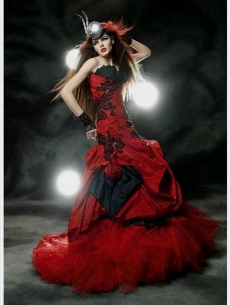 black and red gothic wedding dresses