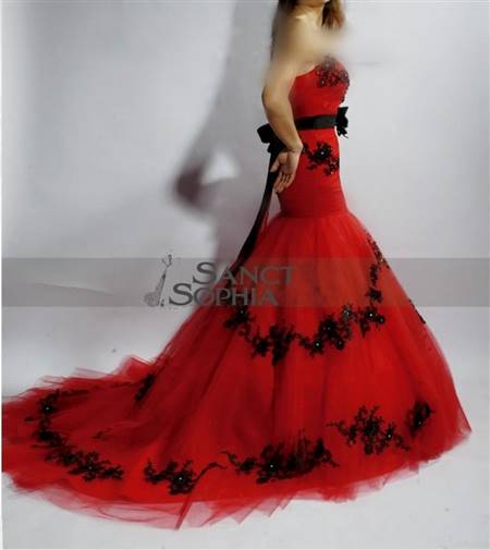 black and red lace wedding dress