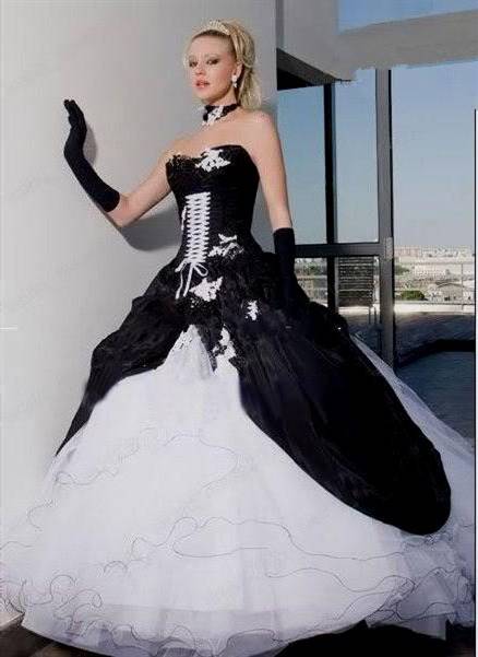 black and white corset wedding dress