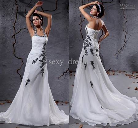 black and white halter wedding dresses