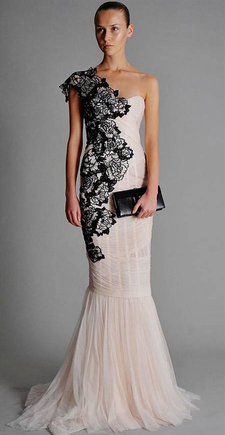 black and white lace gowns with sleeves