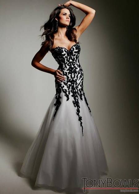 black and white lace mermaid dress