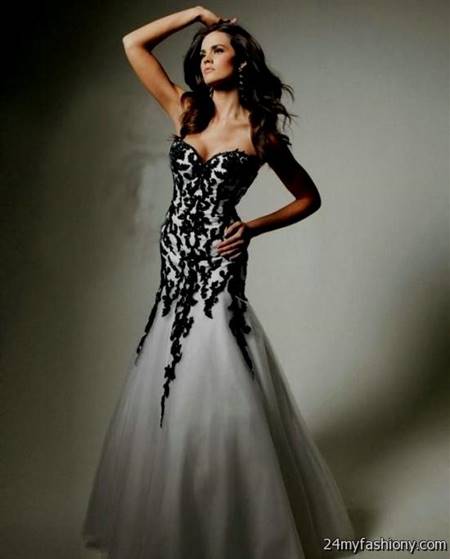 black and white mermaid prom dresses