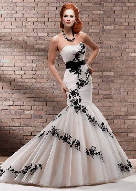 black and white mermaid wedding dress