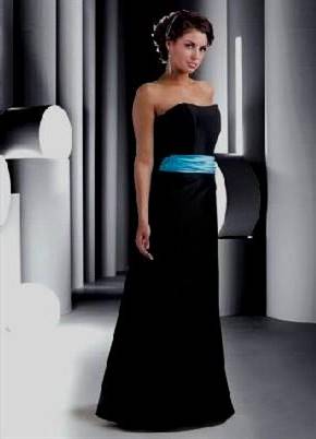 black bridesmaid dresses with blue sash