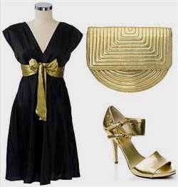 black dress gold accessories