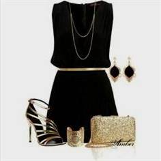 black dress gold jewelry