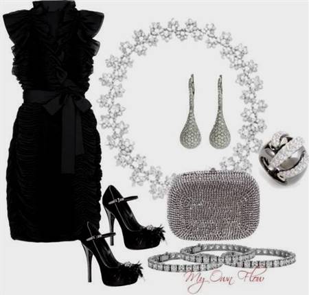 black dress silver accessories