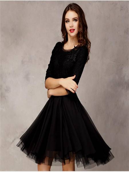 black dress with sleeves knee length