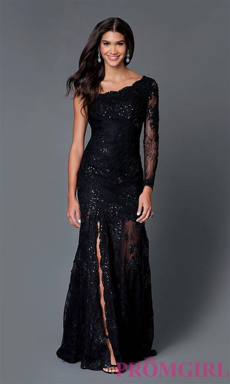 black gowns with sleeves for prom