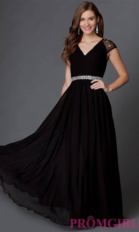 black gowns with sleeves for prom