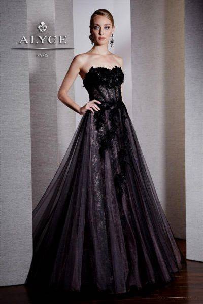 black lace ball gowns