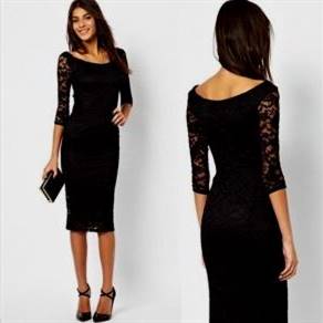 black lace dress with 3/4 sleeves