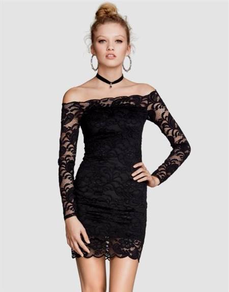 black lace dress with sleeves h&m