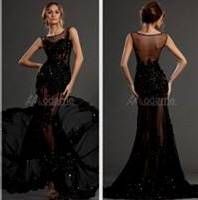 black lace mermaid prom dresses