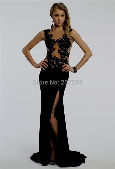 black lace mermaid prom dresses