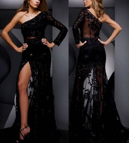 black lace prom dress