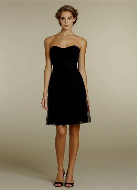 black strapless dress knee length
