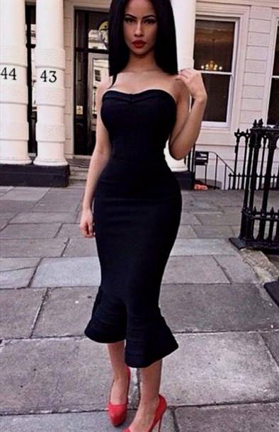 black strapless dress outfit