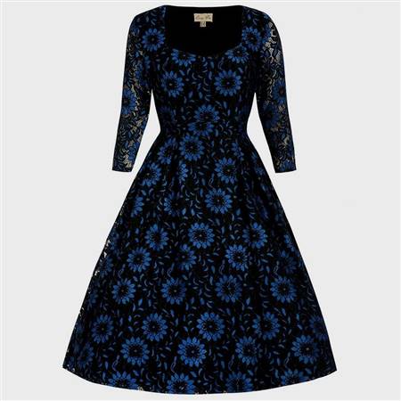 blue and black lace dress