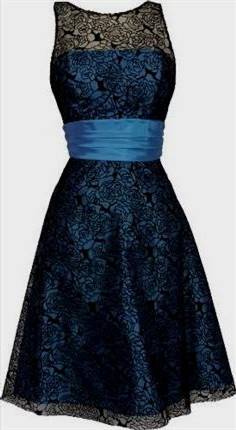 blue and black lace dress