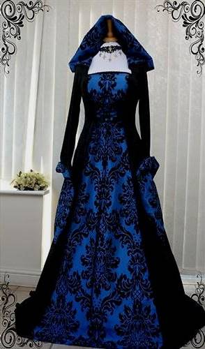blue and black wedding dresses