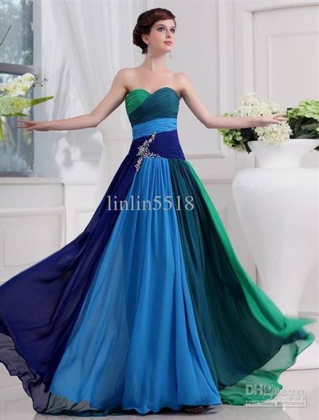 blue and green party dresses