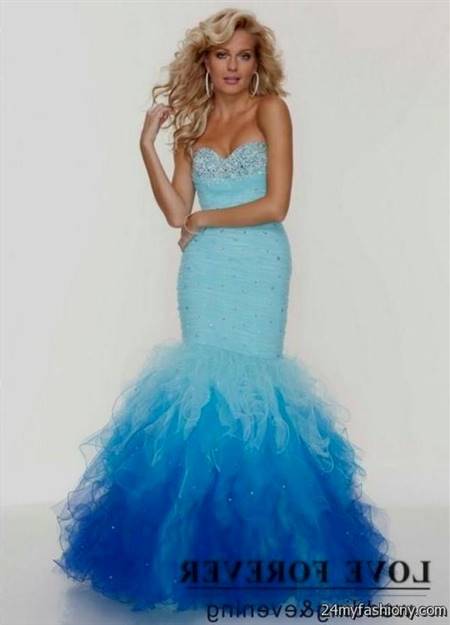 blue and pink mermaid prom dresses