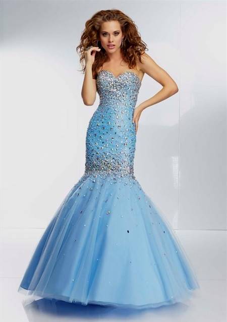 blue and pink mermaid prom dresses