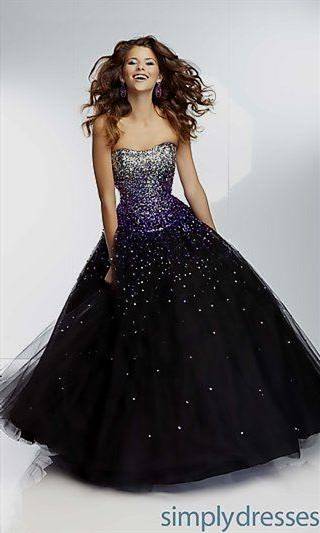 blue and purple ball gowns