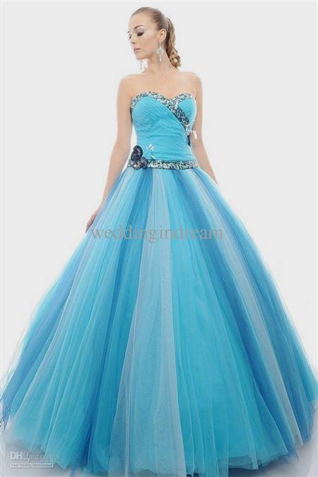 blue and white ball gowns