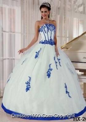 blue and white ball gowns