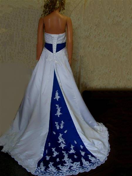 blue and white corset wedding dresses