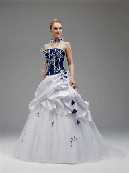 blue and white corset wedding dresses