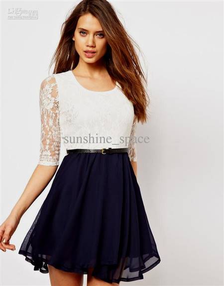 blue and white dresses with sleeves