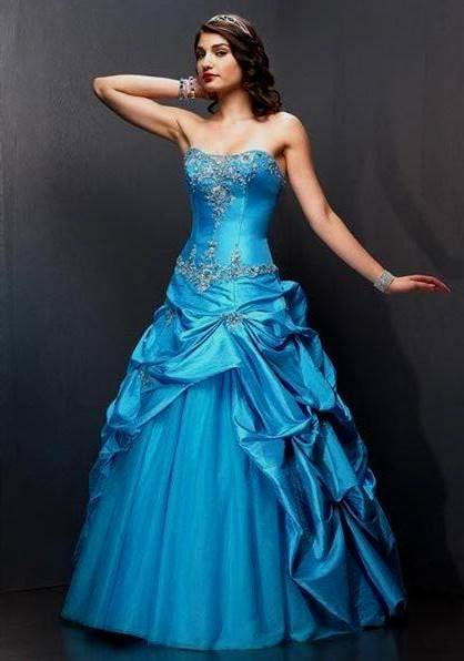 blue ball gown prom dresses